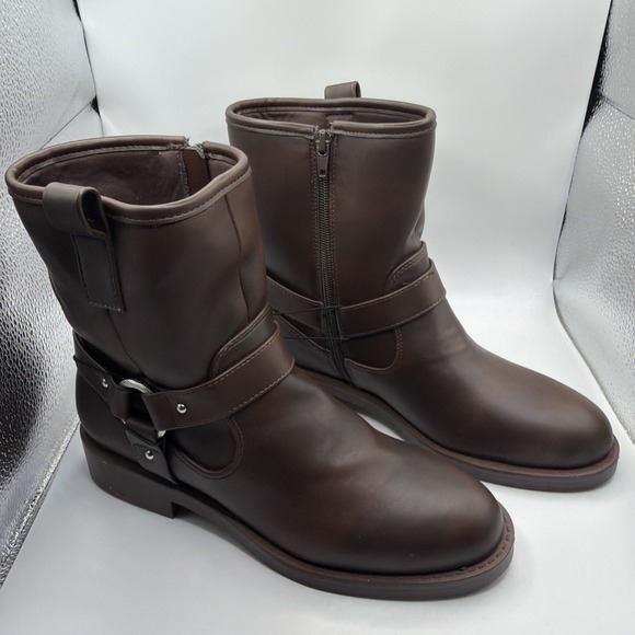 DV by Dolce Vita Women's Brown Moto Boot Size 9 Harness Strap Low Heel - Picture 2 of 14